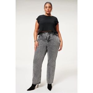 NWT Good American Black Gray Straight Leg Jeans